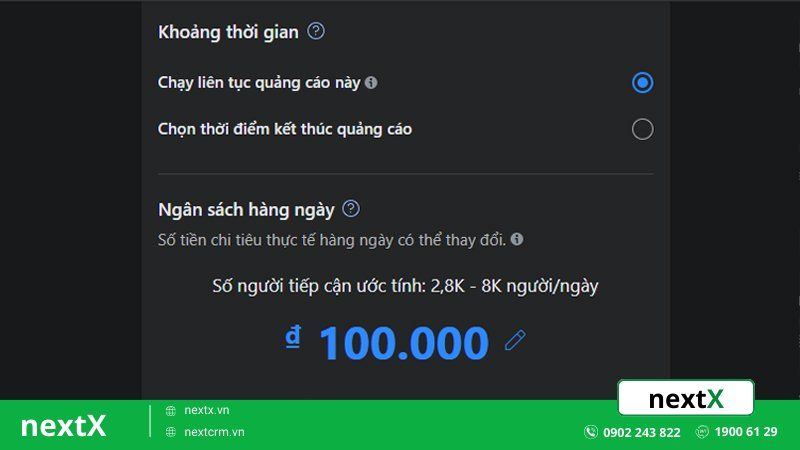 Thiết lập ngân sách chạy quảng cáo Facebook