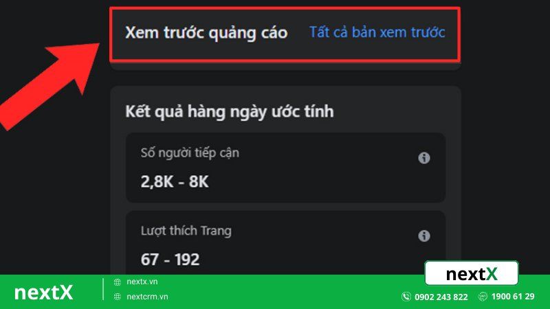 Xem lại giao diện trước khi chạy quảng cáo trên Facebook