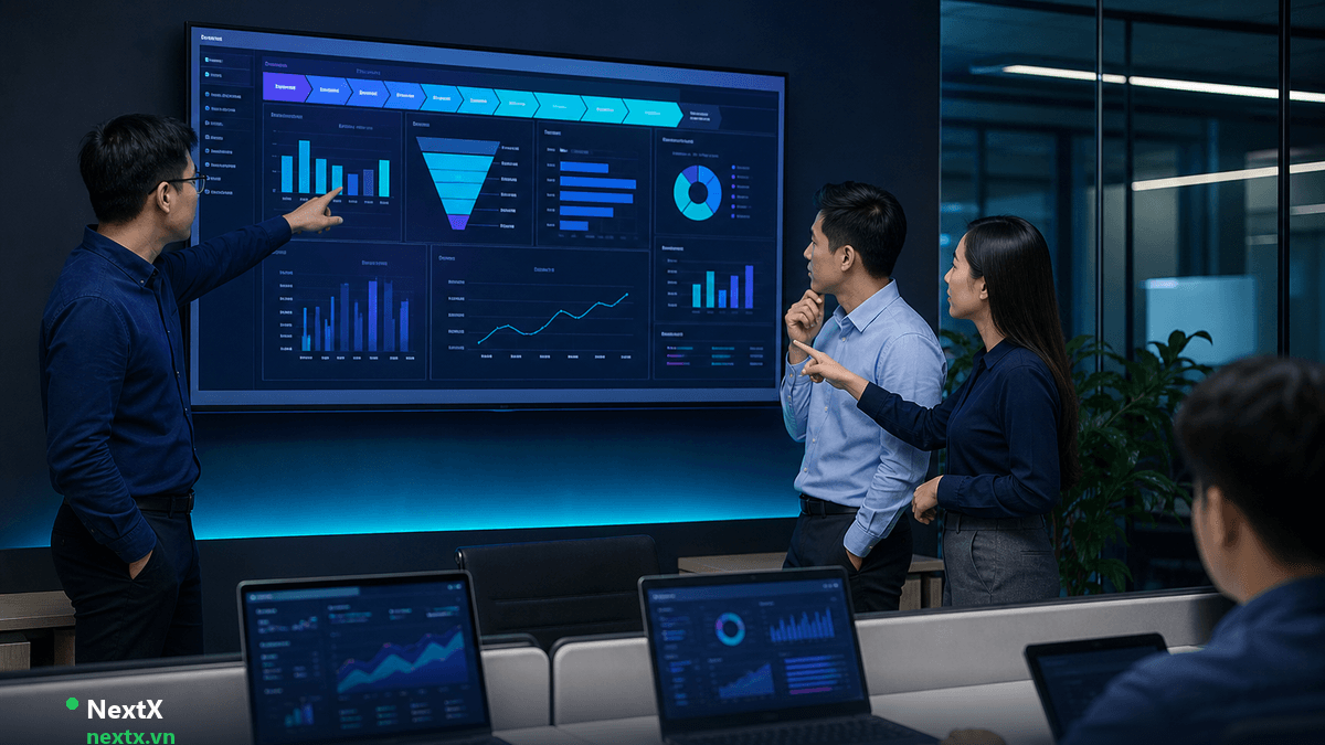 NextX — Đội sales B2B sử dụng CRM quản lý pipeline và phân tích