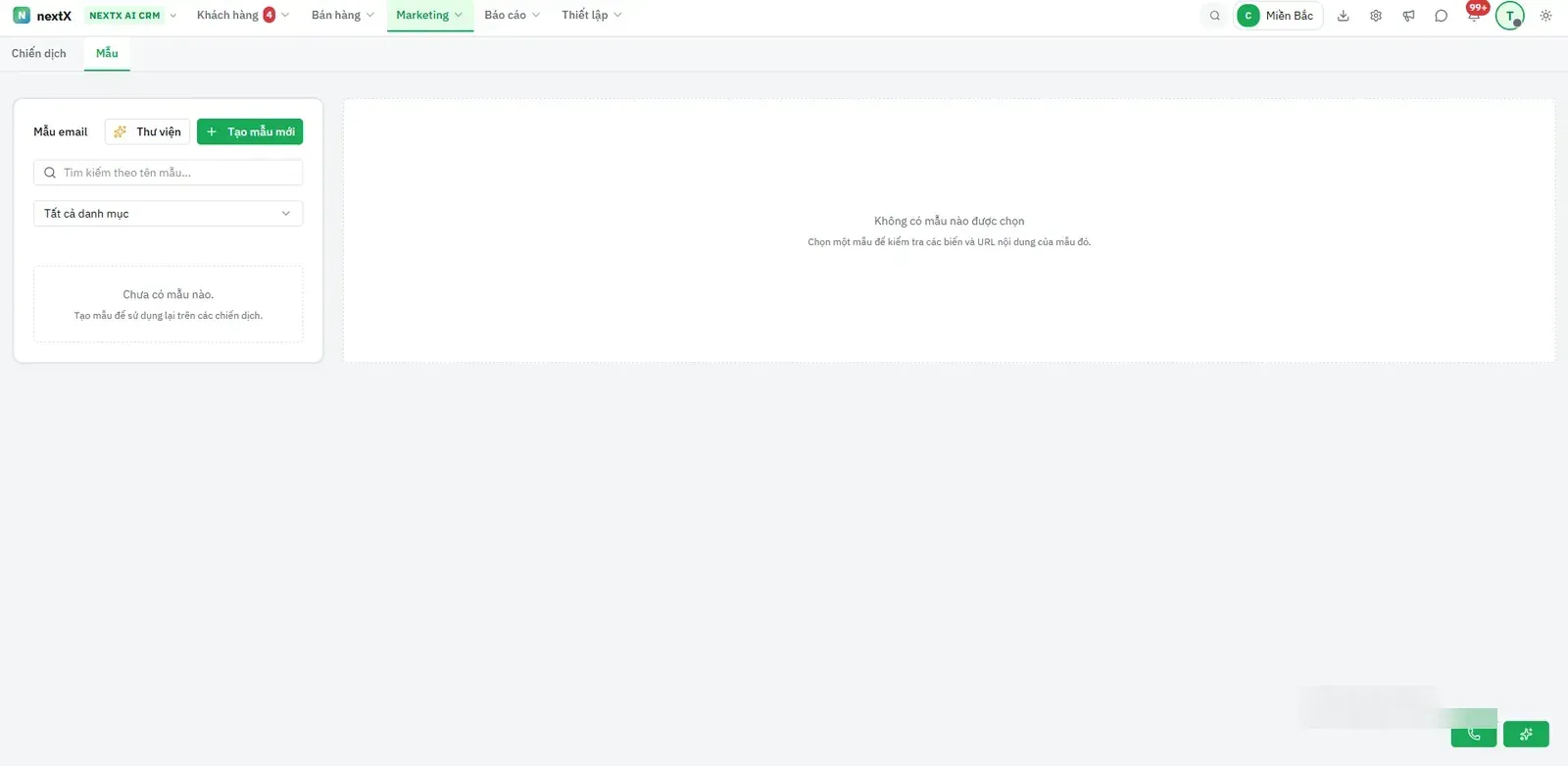 Danh sách mẫu email.