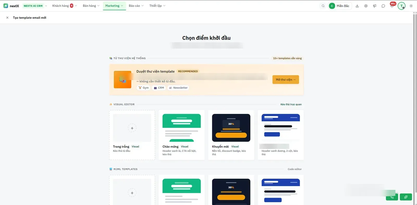 Khởi tạo mẫu email.
