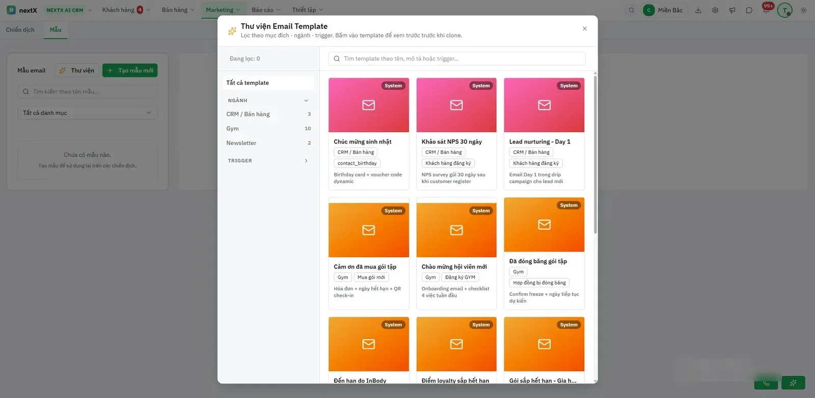 Thư viện mẫu email.