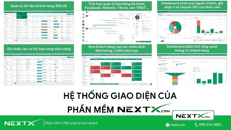 Giao diện phần mềm quản lý bán hàng online NextX CRM