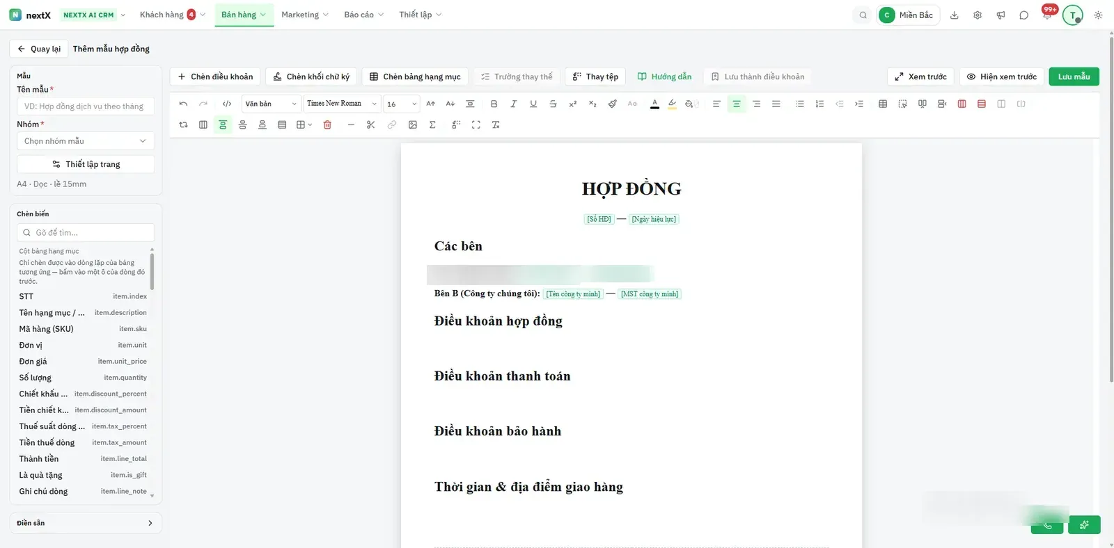 Thêm mẫu hợp đồng.