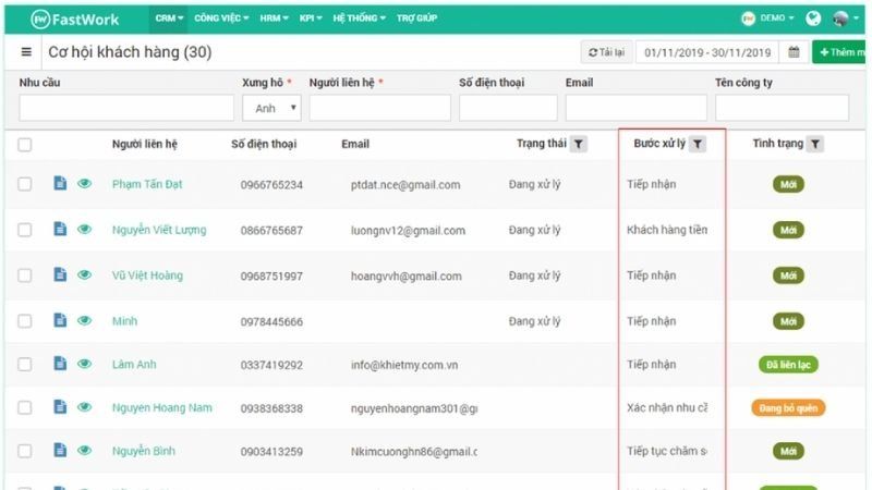 Ứng dụng CRM Fastwork