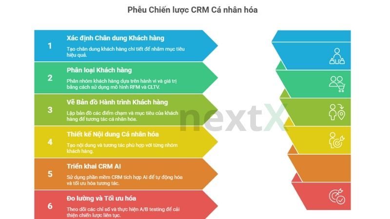 Phễu chiến lược CRM cá nhân hóa trong quá trình tối ưu hóa CRM