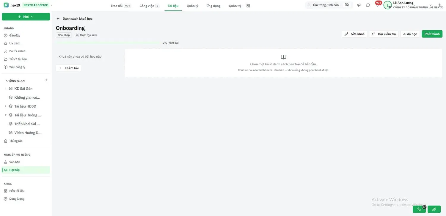 Soạn khoá Onboarding.