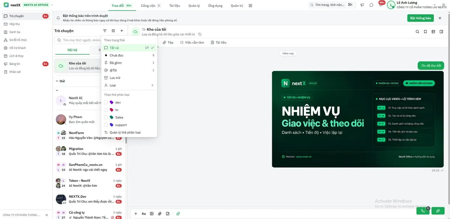 Bộ lọc hội thoại.