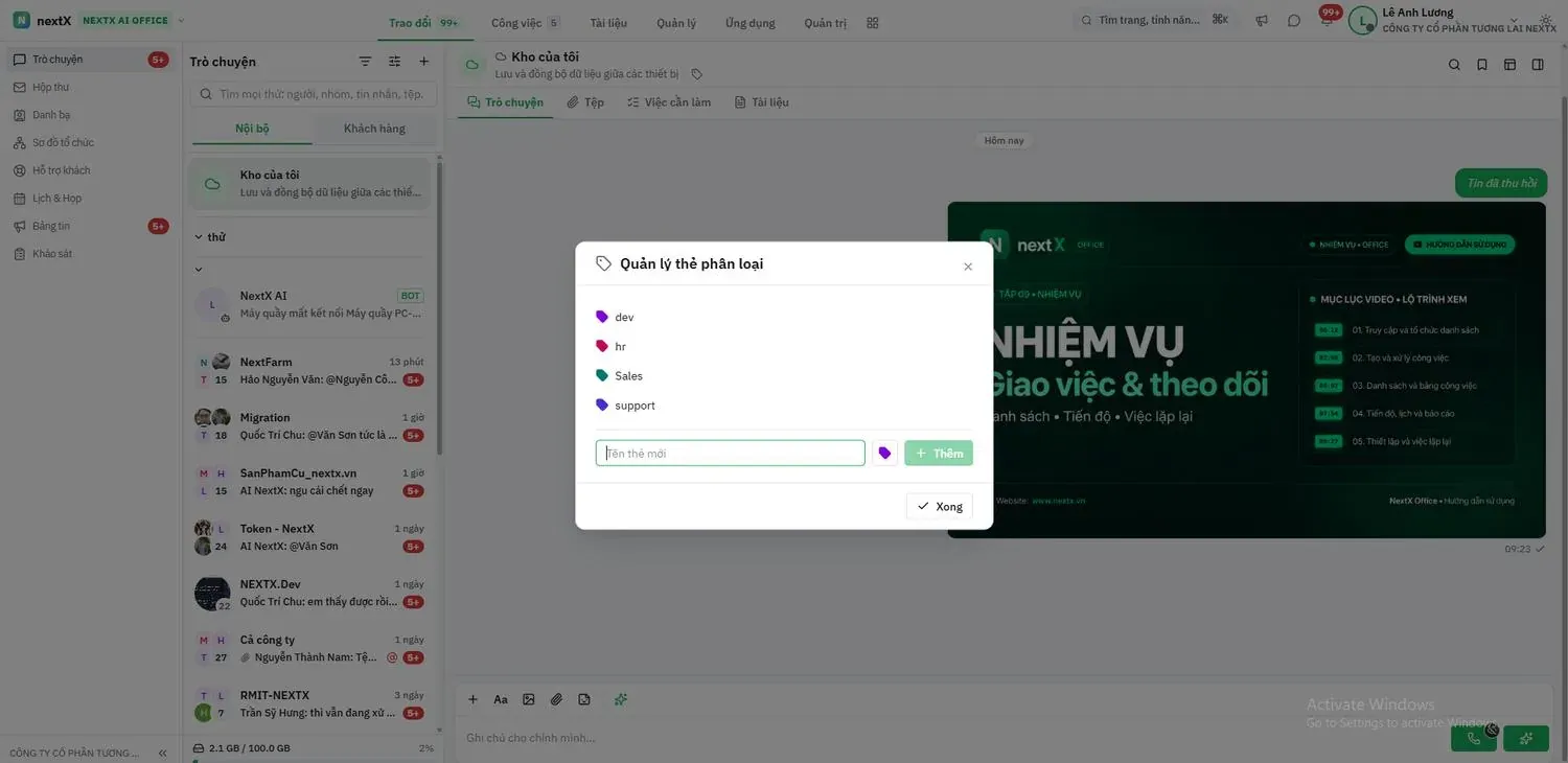 Quản lý thẻ phân loại.