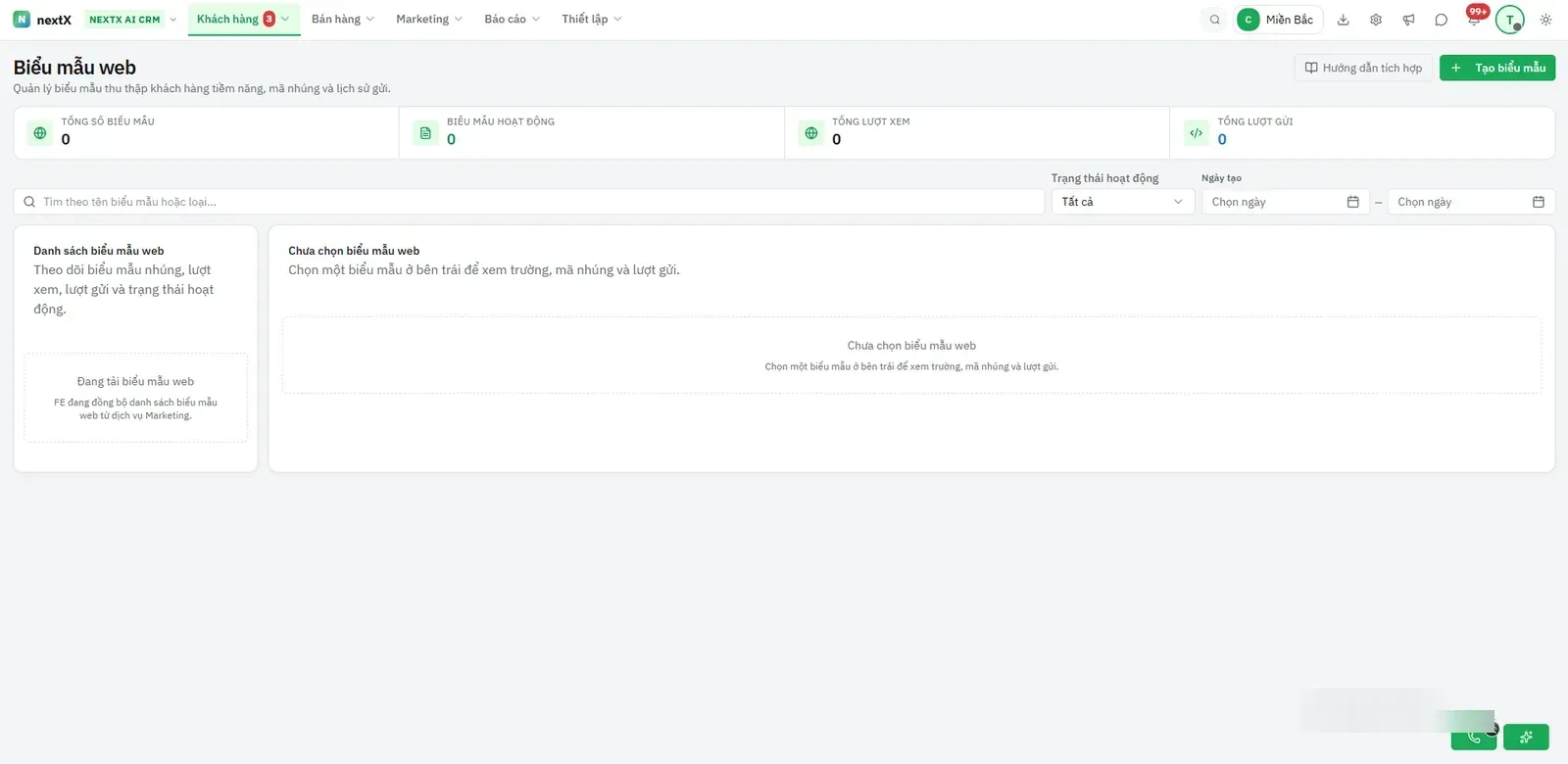 Danh sách biểu mẫu web.