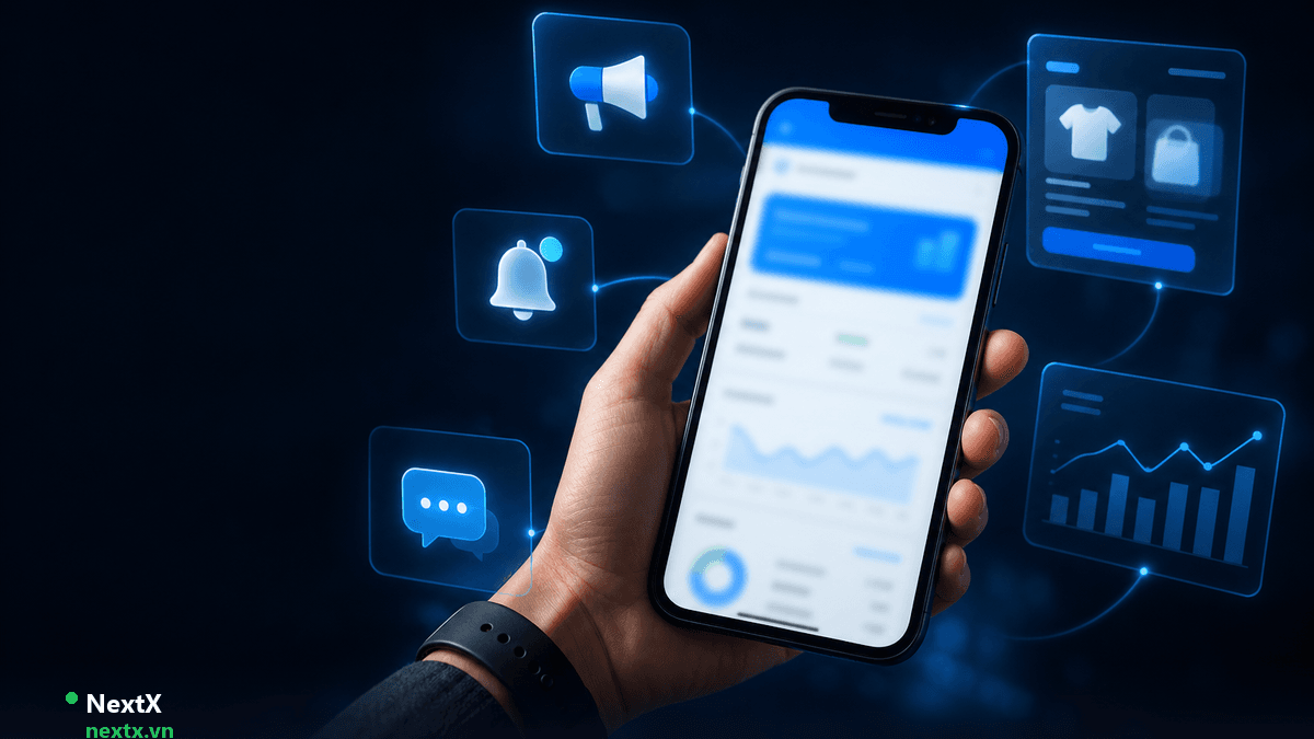 NextX — Tính năng Zalo OA: broadcast, ZNS, chatbot, Mini App trên dashboard